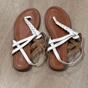 Xappeal White and Brown Braided Sandals
